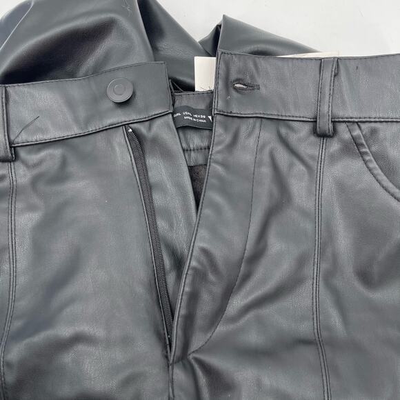 ZARA Faux Leather Pants Size Large Black Zipper Flare Vegan Mob Wife Bootcut NWT - Picture 9 of 14
